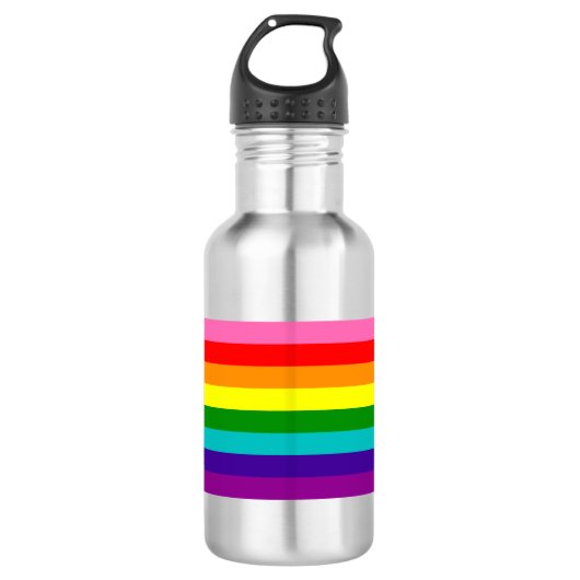 Retro Regenboog 8 Pride Waterfles (Voorkant)