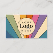 Retro Regenboog Aangepaste Logo QR Code Sjabloon Visitekaartje (Voorkant)
