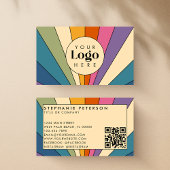 Retro Regenboog Aangepaste Logo QR Code Sjabloon Visitekaartje