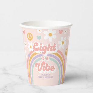 Retro Regenboog Acht is een Vibe 8e Verjaardag Papieren Bekers