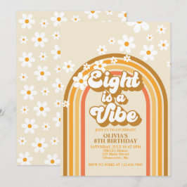 Retro Regenboog Acht is een Vibe Groovy 8e Verjaar Kaart