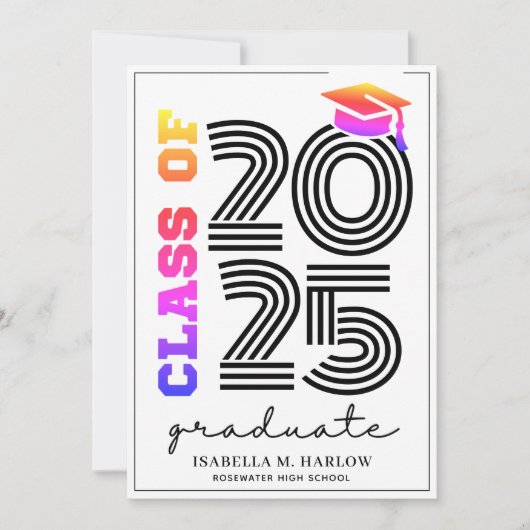 Retro regenboog Afstuderen Aankondiging (Voorkant)