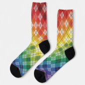 Retro Regenboog Argyle Plaid Ruitpatroon Sokken (Links)