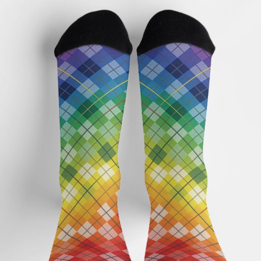 Retro Regenboog Argyle Plaid Ruitpatroon Sokken (Top)