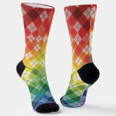 Retro Regenboog Argyle Plaid Ruitpatroon Sokken (Gebogen)