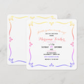 Retro Regenboog Baby Shower Uitnodiging (Voorkant / Achterkant)