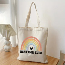 Retro Regenboog Beste Moeder Ooit Boodschappentas,