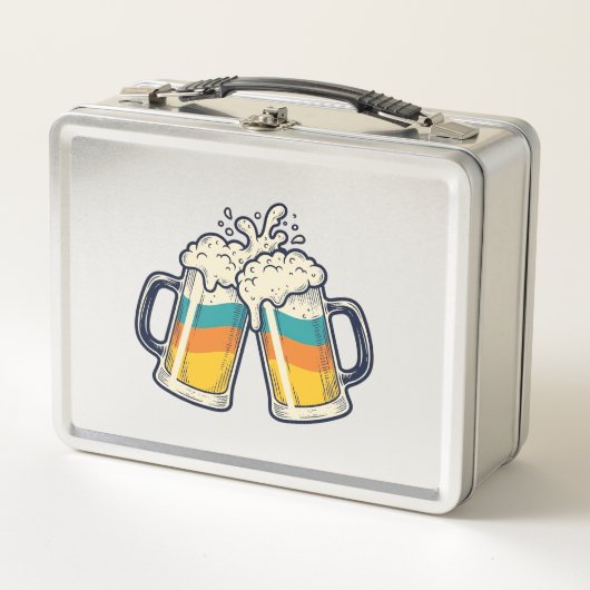 Retro Regenboog Bierpul Proost Vector T-shirt_1 (Voorkant)