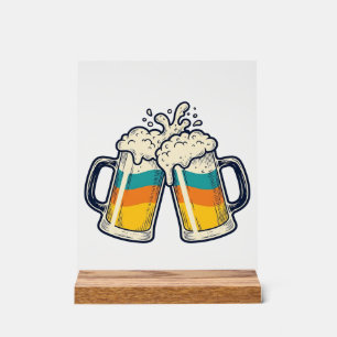 Retro Regenboog Bierpul Proost Vector T-shirt_1 Acryl Bord