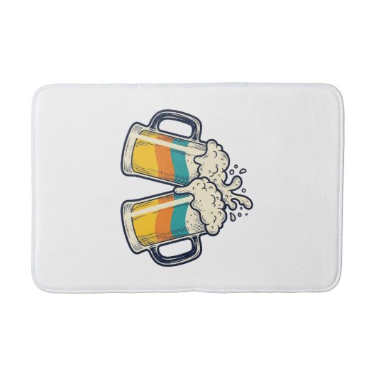 Retro Regenboog Bierpul Proost Vector T-shirt_1 Badmat (Voorkant)