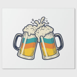 Retro Regenboog Bierpul Proost Vector T-shirt_1 Cadeaupapier