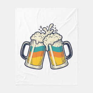 Retro Regenboog Bierpul Proost Vector T-shirt_1 Fleece Deken