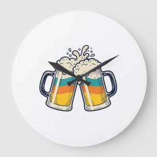 Retro Regenboog Bierpul Proost Vector T-shirt_1 Grote Klok