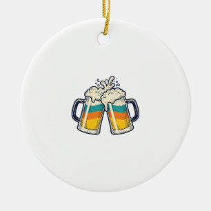 Retro Regenboog Bierpul Proost Vector T-shirt_1 Keramisch Ornament