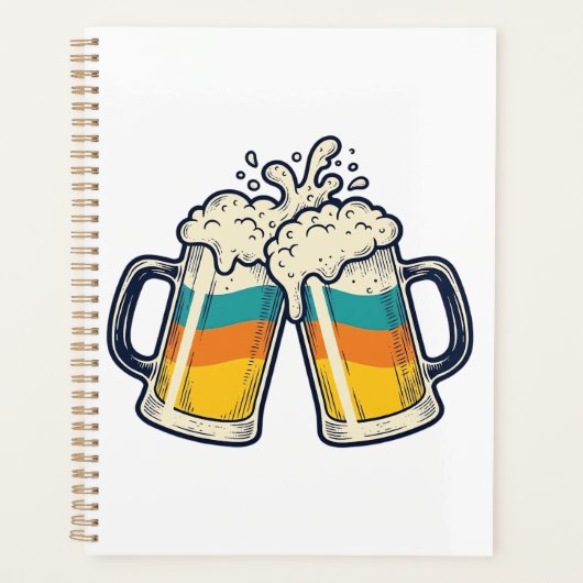 Retro Regenboog Bierpul Proost Vector T-shirt_1 Planner (Voorkant)