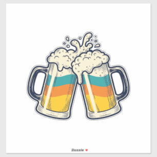 Retro Regenboog Bierpul Proost Vector T-shirt_1 Sticker