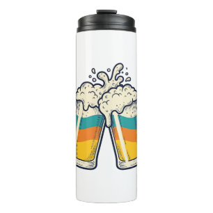 Retro Regenboog Bierpul Proost Vector T-shirt_1 Thermosbeker