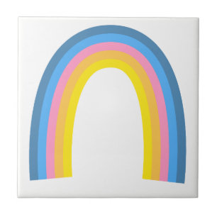 Retro Regenboog Blauw Roze Oranje Geel Tegeltje