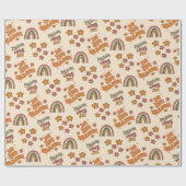 Retro Regenboog Bloem Kerstmis Cadeaupapier (Vlak)