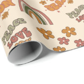Retro Regenboog Bloem Kerstmis Cadeaupapier (Rol Hoek)