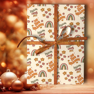 Retro Regenboog Bloem Kerstmis Cadeaupapier
