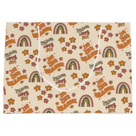Retro Regenboog Bloem Kerstmis Groot Cadeauzakje