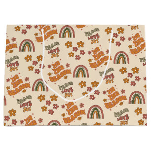 Retro Regenboog Bloem Kerstmis Groot Cadeauzakje