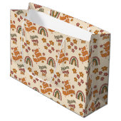 Retro Regenboog Bloem Kerstmis Groot Cadeauzakje (Voorkant Gekanteld)