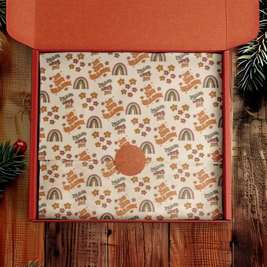Retro Regenboog Bloem Kerstmis Tissuepapier