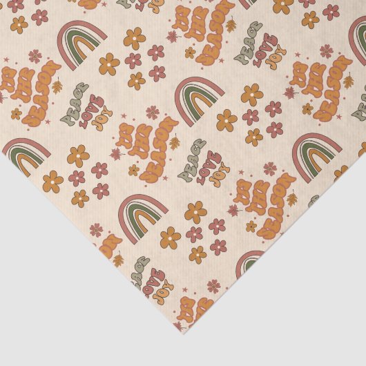 Retro Regenboog Bloem Kerstmis Tissuepapier (Detail)