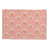 Retro Regenboog Bloemen Roze & Koraal Kussensloop (Achterkant)