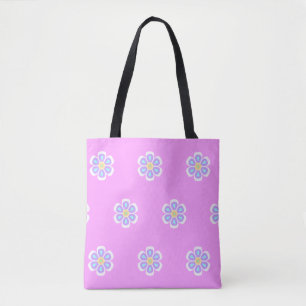 Retro Regenboog Bloemen Tote Bag