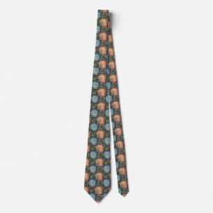 Retro Regenboog Bloemenkraag Zwart Vintage Stropdas