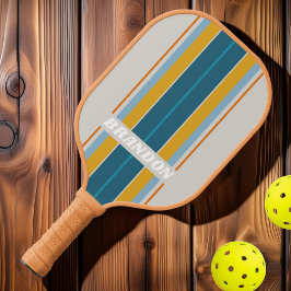 Retro Regenboog Board Strepen met Naam Pickleball Paddle