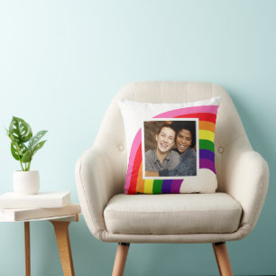 Retro Regenboog Boog Aangepaste Koppel Foto Kussen