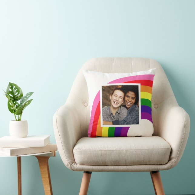 Retro Regenboog Boog Aangepaste Koppel Foto Kussen (Stoel)