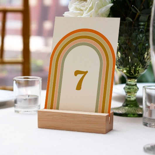 Retro regenboog bruiloft jaren 70 kaart