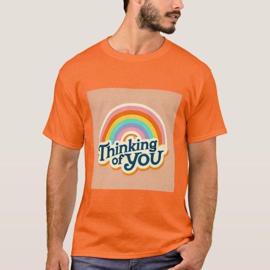 Retro Regenboog Denken van u Tshirt voor Mannen (Voorkant)