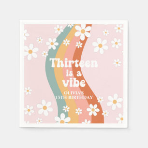 Retro Regenboog Dertien is een Vibe 13e Verjaardag Servet