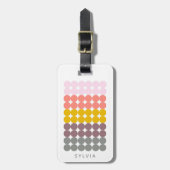Retro Regenboog Dot Grid Patroon Gepersonaliseerde Bagagelabel (Voorkant verticaal)