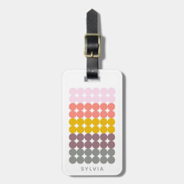 Retro Regenboog Dot Grid Patroon Gepersonaliseerde Bagagelabel