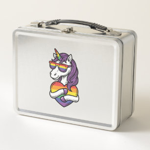 Retro Regenboog Eenhoorn Hart Pride T-shirt Ontwer
