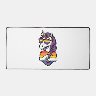 Retro Regenboog Eenhoorn Hart Pride T-shirt Ontwer Bureaumat