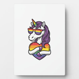 Retro Regenboog Eenhoorn Hart Pride T-shirt Ontwer Fotoplaat