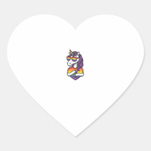 Retro Regenboog Eenhoorn Hart Pride T-shirt Ontwer Sticker