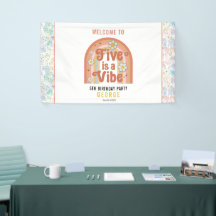 Retro Regenboog FIVE is een Vibe Groovy 5e Verjaar