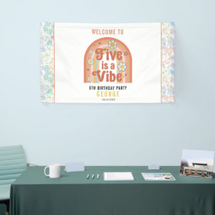 Retro Regenboog FIVE is een Vibe Groovy 5e Verjaar Spandoek
