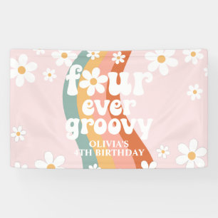 Retro Regenboog Four Ever Groovy Daisy 4TH Spandoek