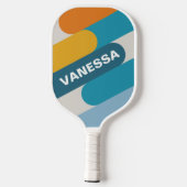 Retro Regenboog Fusie met Naam Pickleball Paddle (Achterkant)