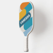 Retro Regenboog Fusie met Naam Pickleball Paddle (Links)